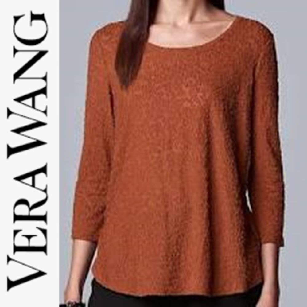 NWT SIMPLY VERA VERA WANG * TEXTURED TOP CINNAMON